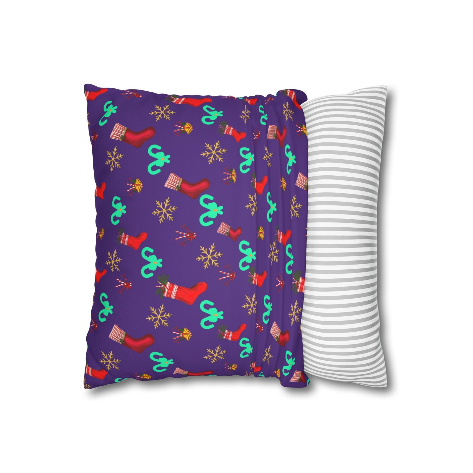 holiday stocking pattern faux suede pillowcase — purple christmas decorative pillow holiday stocking pattern faux suede pillowcase — purple christmas decorative pillow