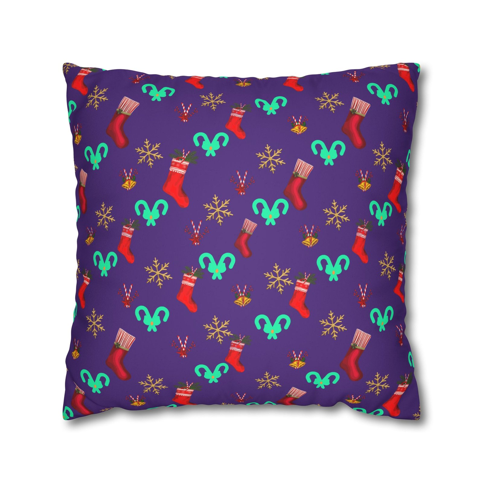 holiday stocking pattern faux suede pillowcase — purple christmas decorative pillow holiday stocking pattern faux suede pillowcase — purple christmas decorative pillow