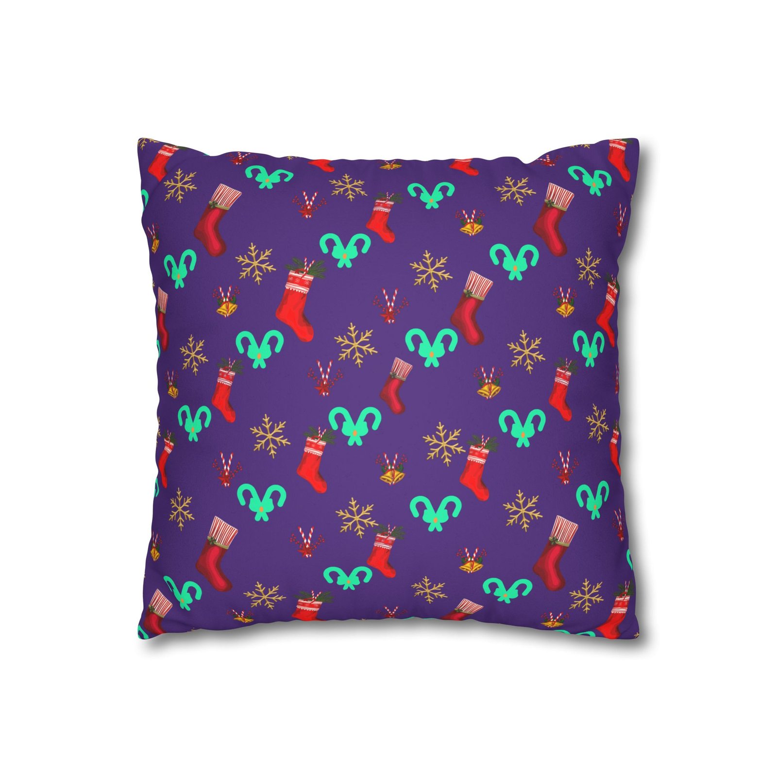 holiday stocking pattern faux suede pillowcase — purple christmas decorative pillow holiday stocking pattern faux suede pillowcase — purple christmas decorative pillow