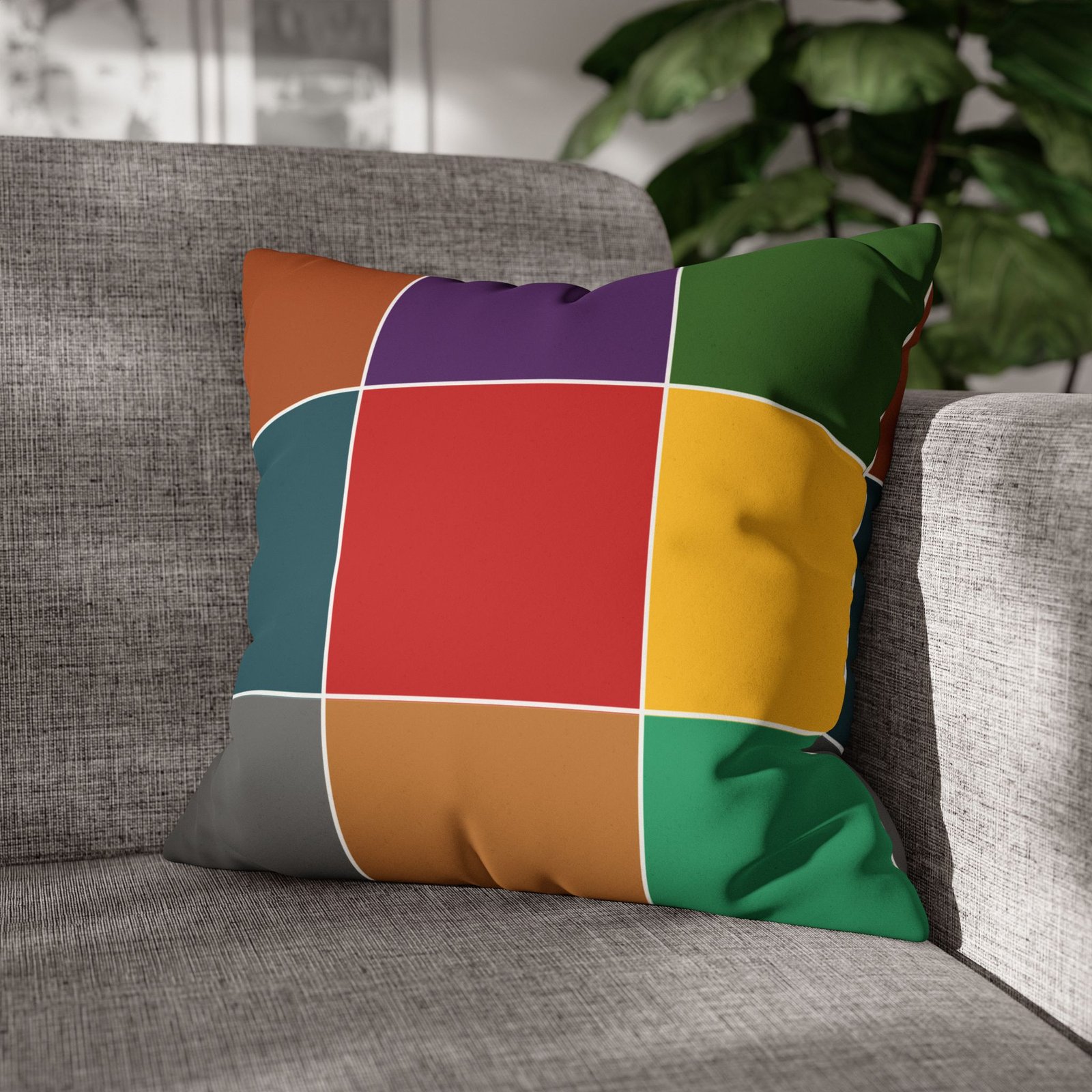 color block faux suede square pillowcase — modern multicolor throw pillow cover color block faux suede square pillowcase — modern multicolor throw pillow cover