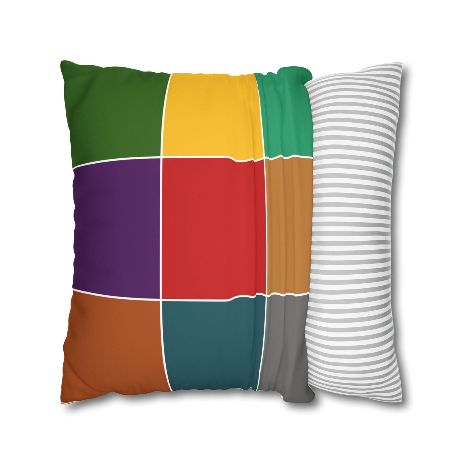 color block faux suede square pillowcase — modern multicolor throw pillow cover color block faux suede square pillowcase — modern multicolor throw pillow cover