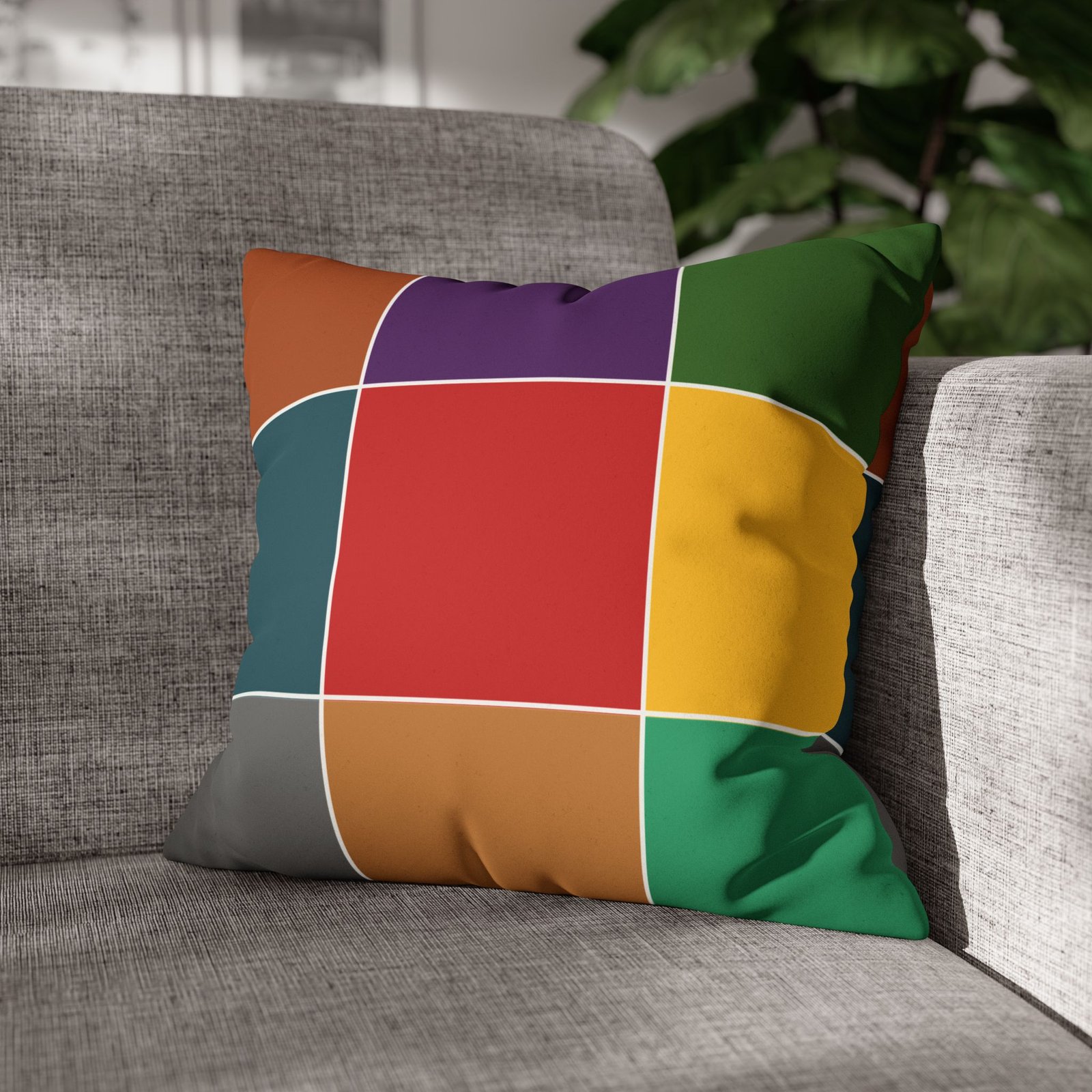 color block faux suede square pillowcase — modern multicolor throw pillow cover color block faux suede square pillowcase — modern multicolor throw pillow cover