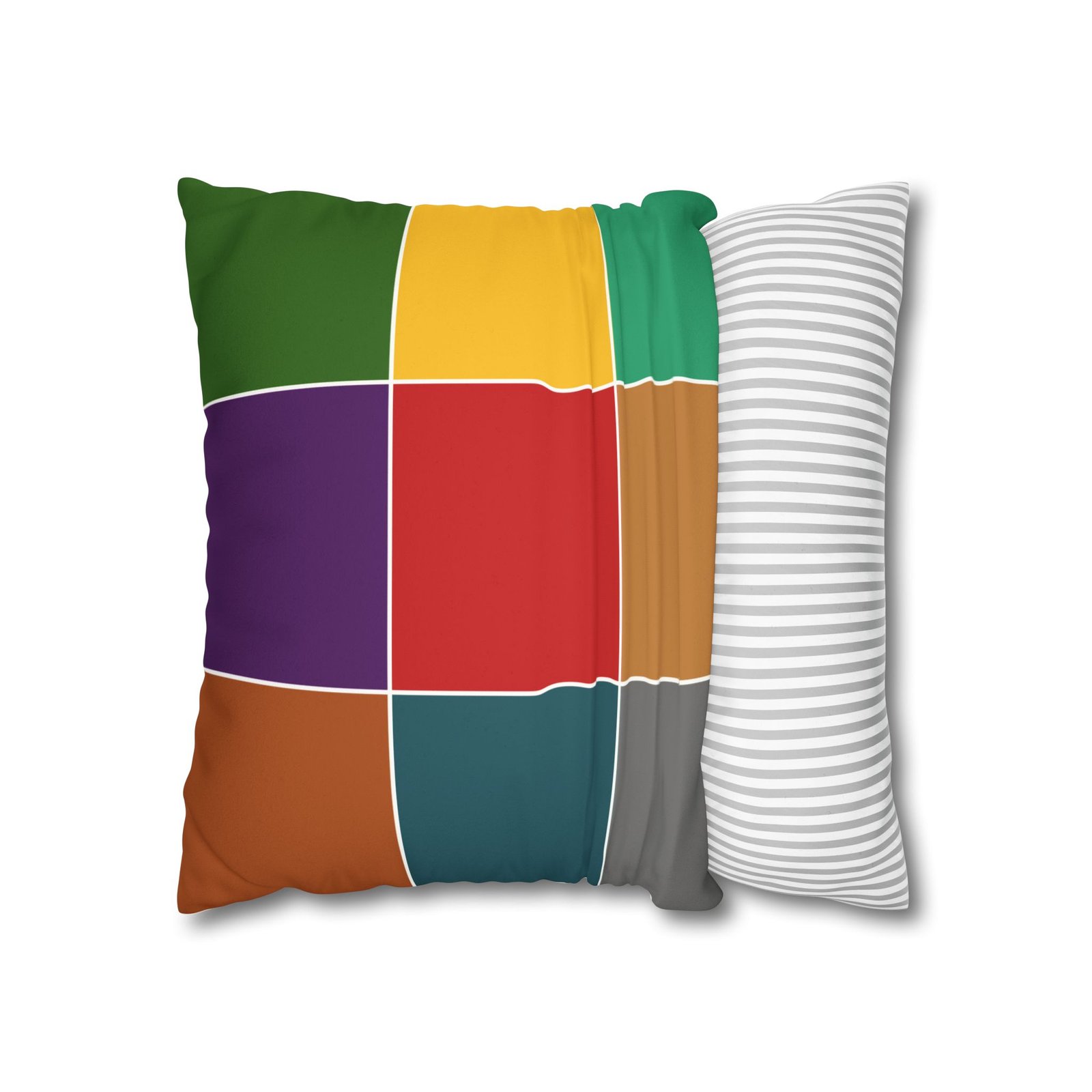 color block faux suede square pillowcase — modern multicolor throw pillow cover color block faux suede square pillowcase — modern multicolor throw pillow cover