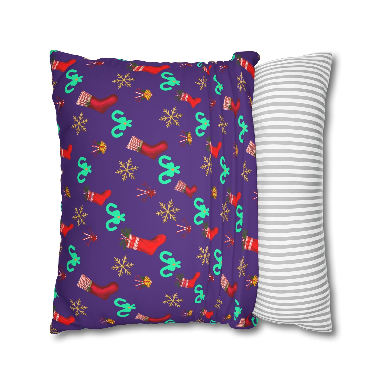 holiday stocking pattern faux suede pillowcase — purple christmas decorative pillow holiday stocking pattern faux suede pillowcase — purple christmas decorative pillow