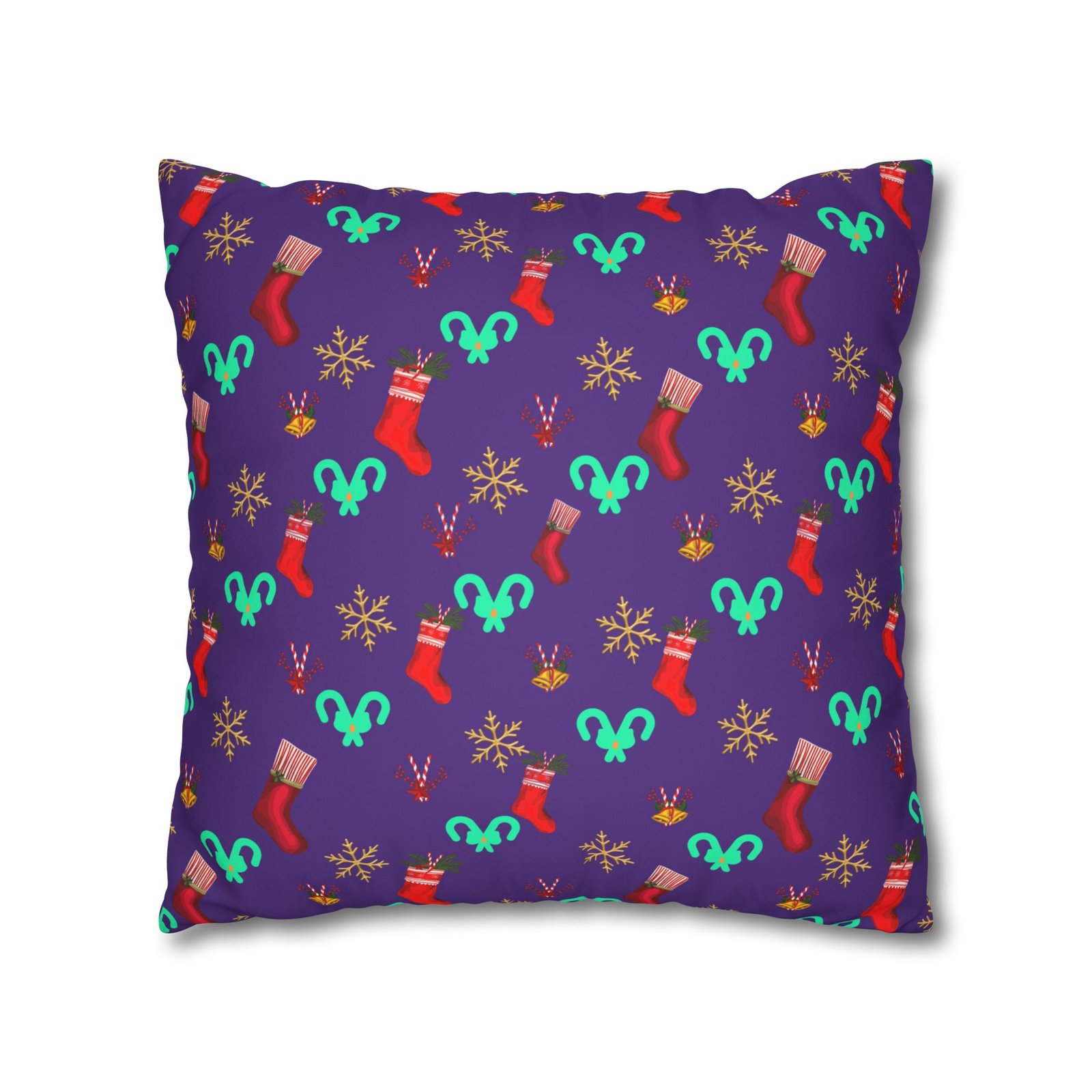 holiday stocking pattern faux suede pillowcase — purple christmas decorative pillow holiday stocking pattern faux suede pillowcase — purple christmas decorative pillow