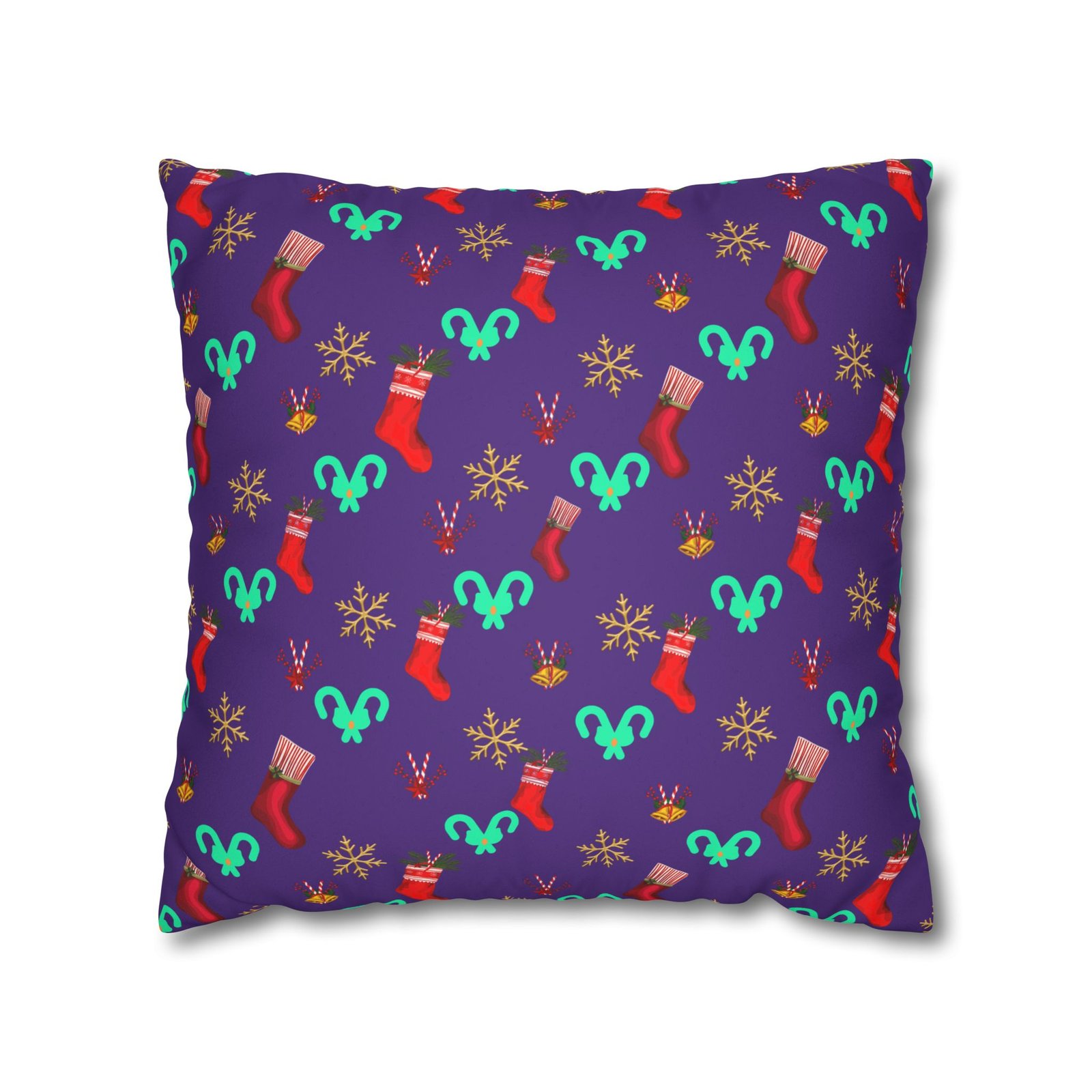 holiday stocking pattern faux suede pillowcase — purple christmas decorative pillow holiday stocking pattern faux suede pillowcase — purple christmas decorative pillow