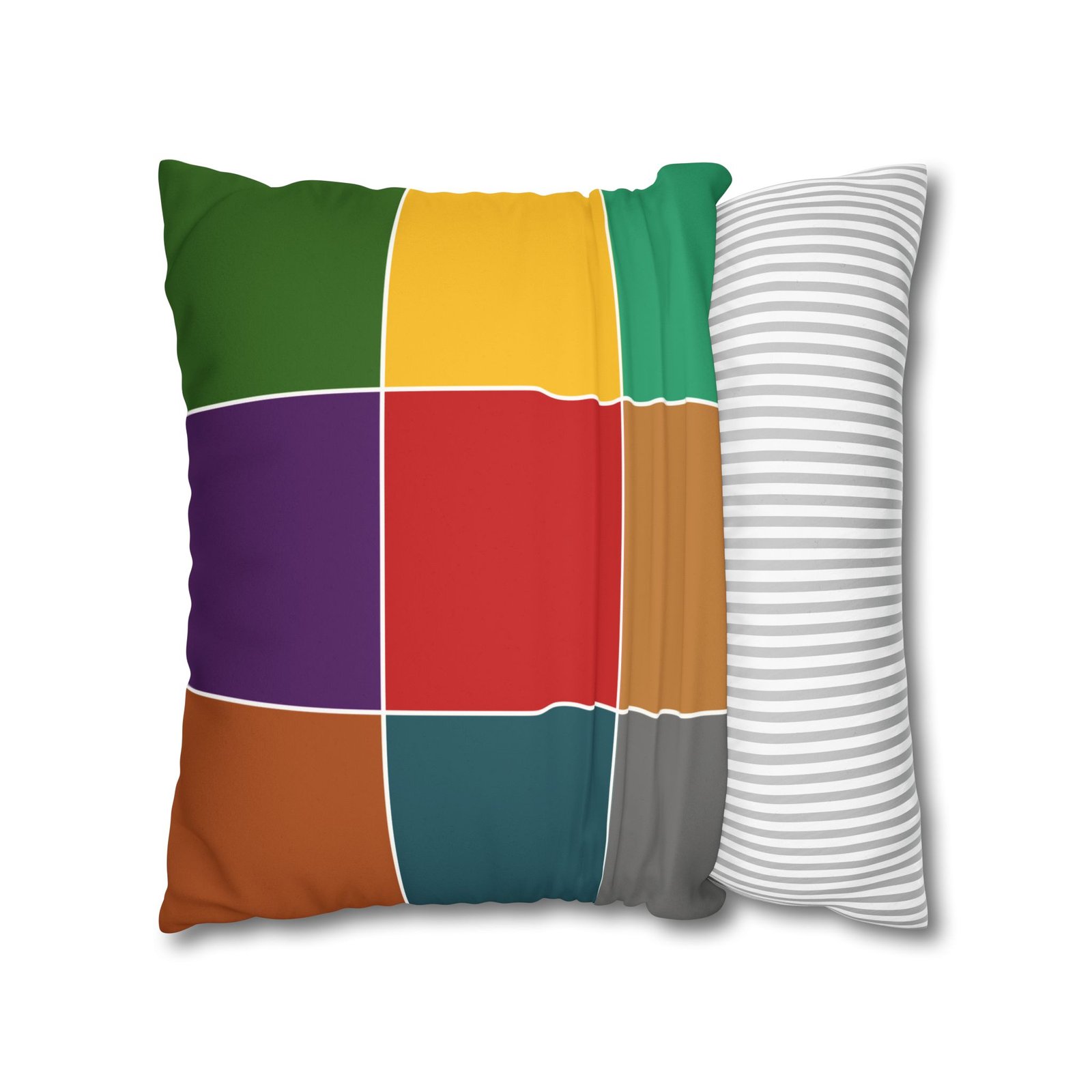 color block faux suede square pillowcase — modern multicolor throw pillow cover color block faux suede square pillowcase — modern multicolor throw pillow cover