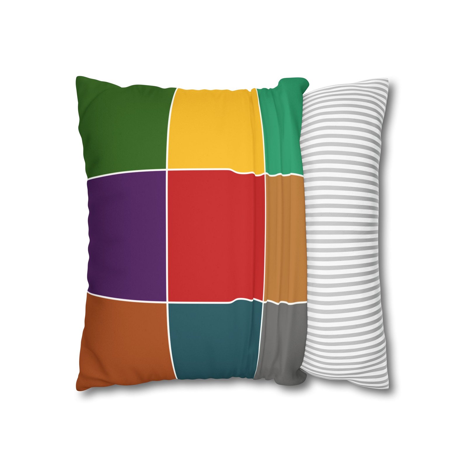 color block faux suede square pillowcase — modern multicolor throw pillow cover color block faux suede square pillowcase — modern multicolor throw pillow cover