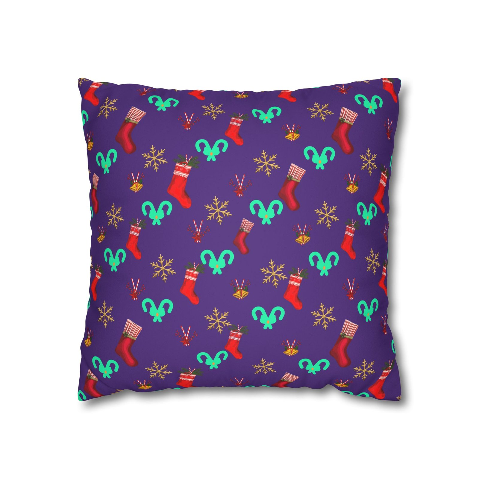 holiday stocking pattern faux suede pillowcase — purple christmas decorative pillow holiday stocking pattern faux suede pillowcase — purple christmas decorative pillow