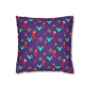 holiday stocking pattern faux suede pillowcase — purple christmas decorative pillow