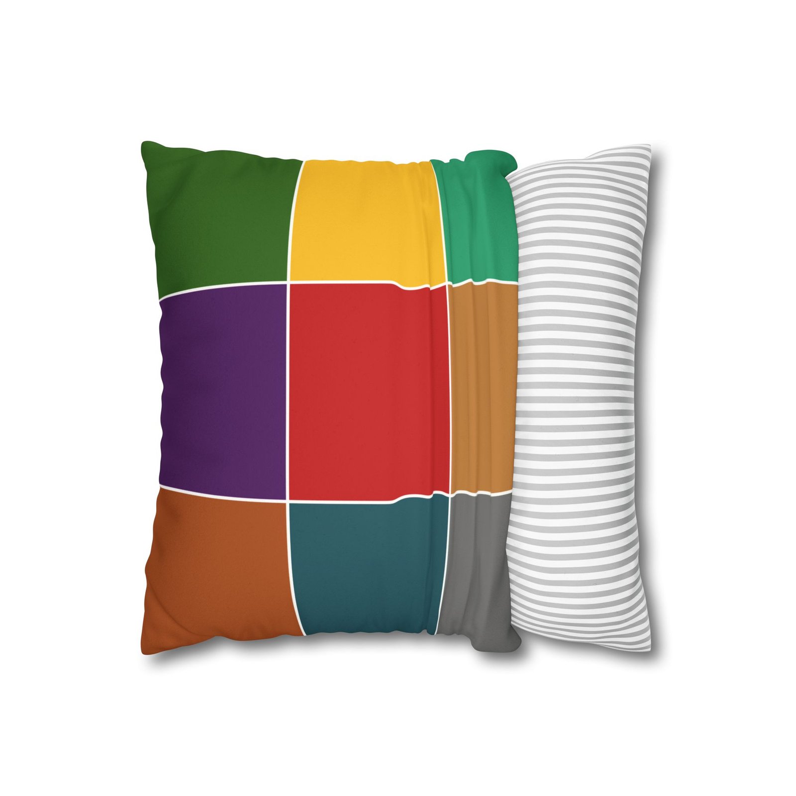 color block faux suede square pillowcase — modern multicolor throw pillow cover color block faux suede square pillowcase — modern multicolor throw pillow cover