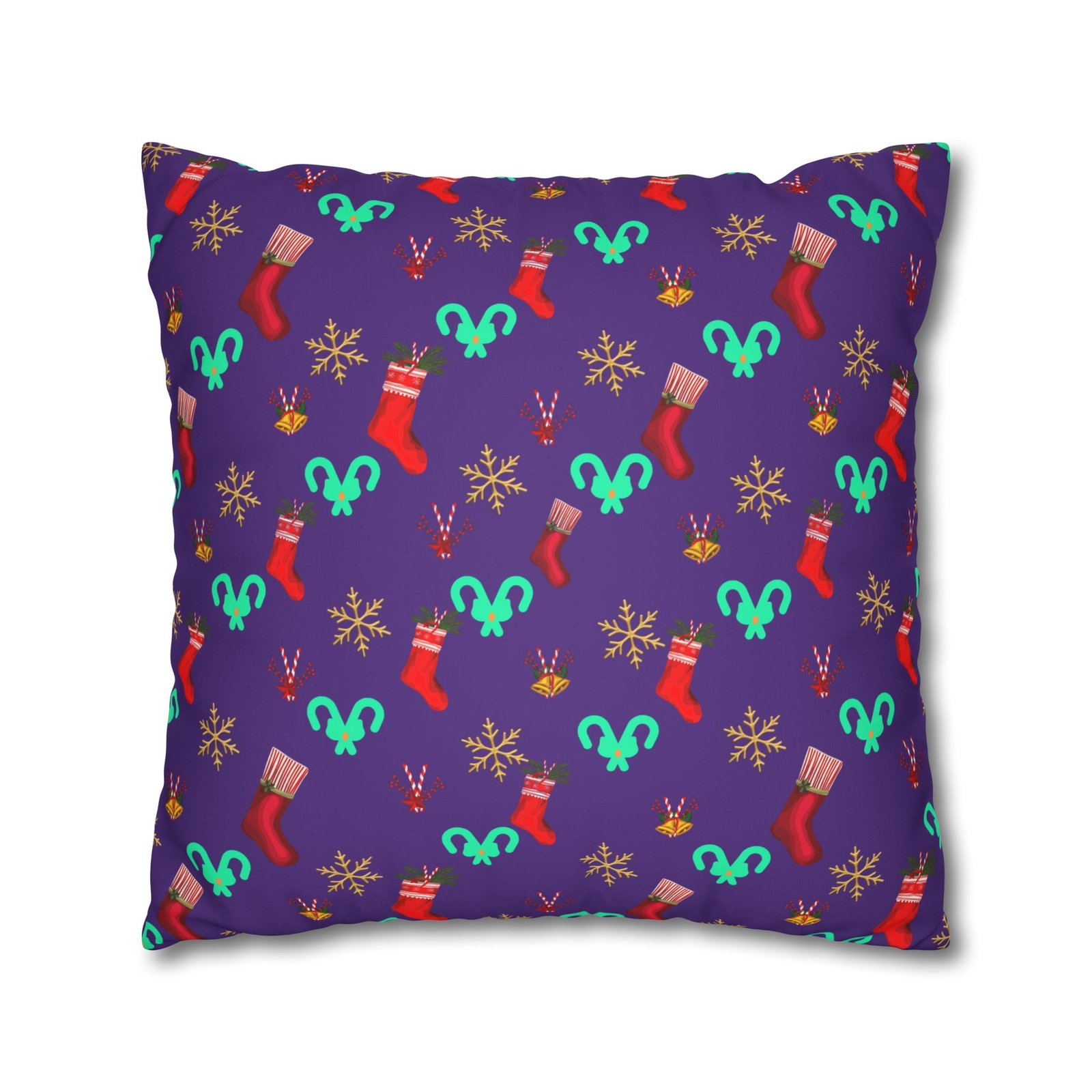 holiday stocking pattern faux suede pillowcase — purple christmas decorative pillow holiday stocking pattern faux suede pillowcase — purple christmas decorative pillow