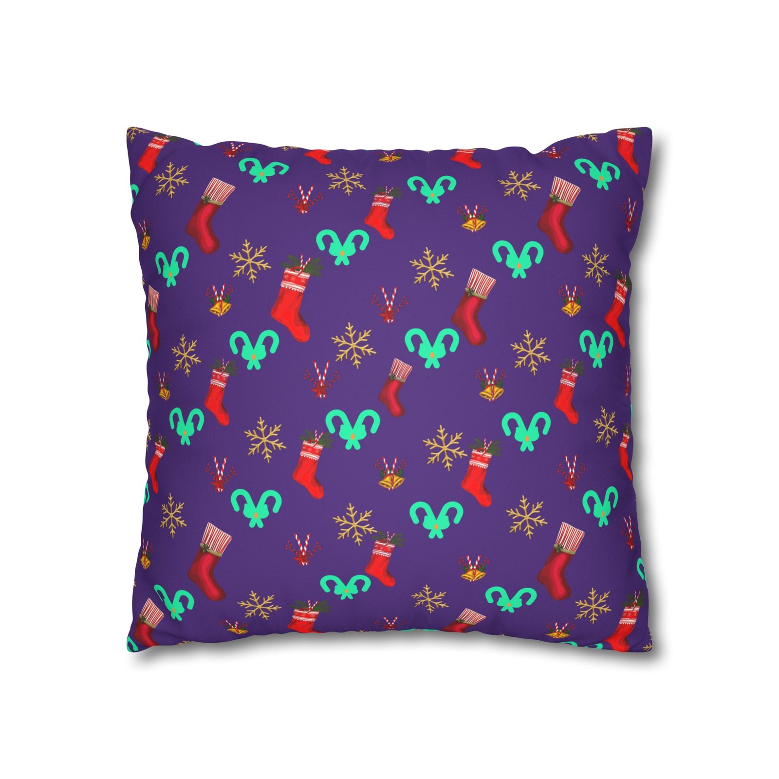 holiday stocking pattern faux suede pillowcase — purple christmas decorative pillow holiday stocking pattern faux suede pillowcase — purple christmas decorative pillow