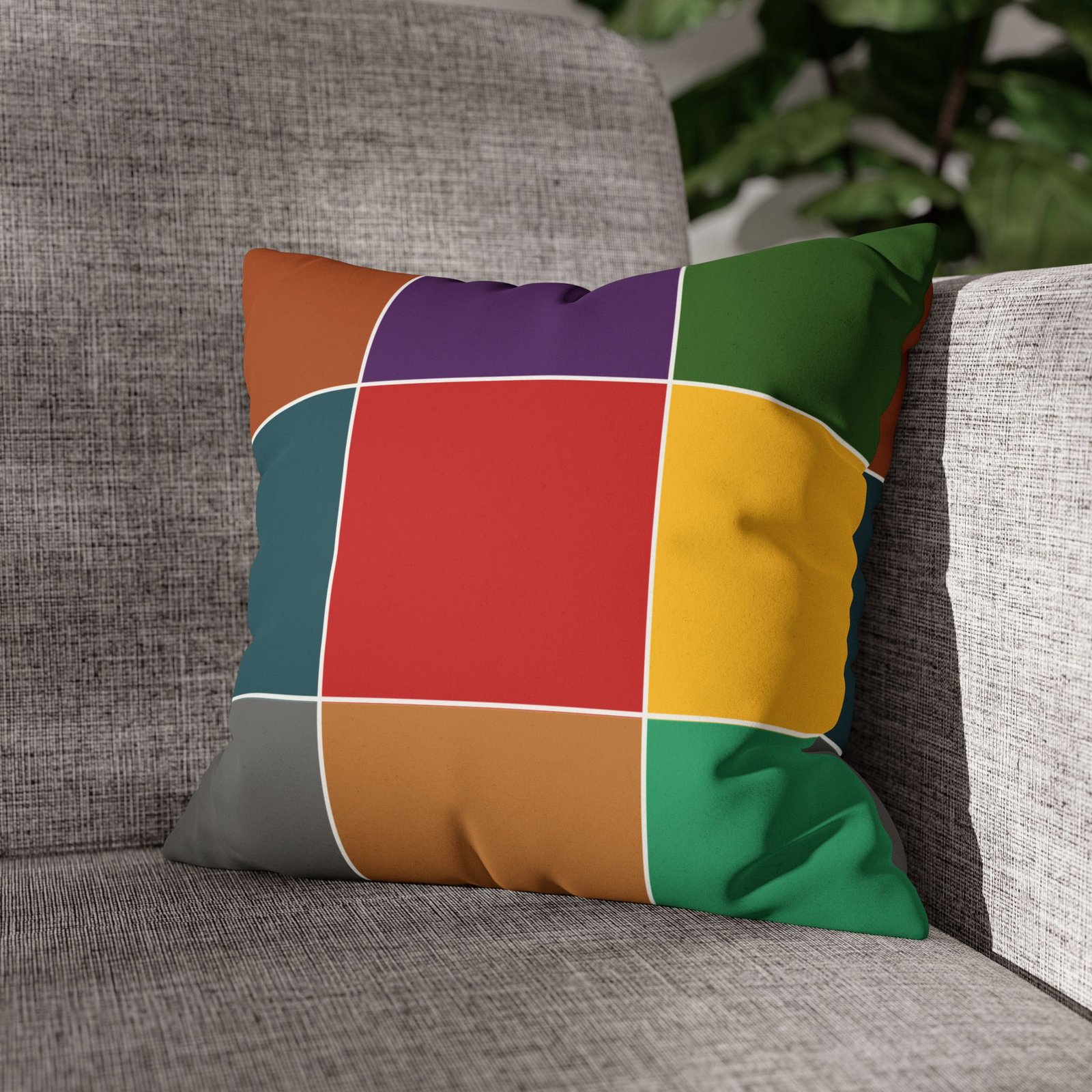 color block faux suede square pillowcase — modern multicolor throw pillow cover color block faux suede square pillowcase — modern multicolor throw pillow cover