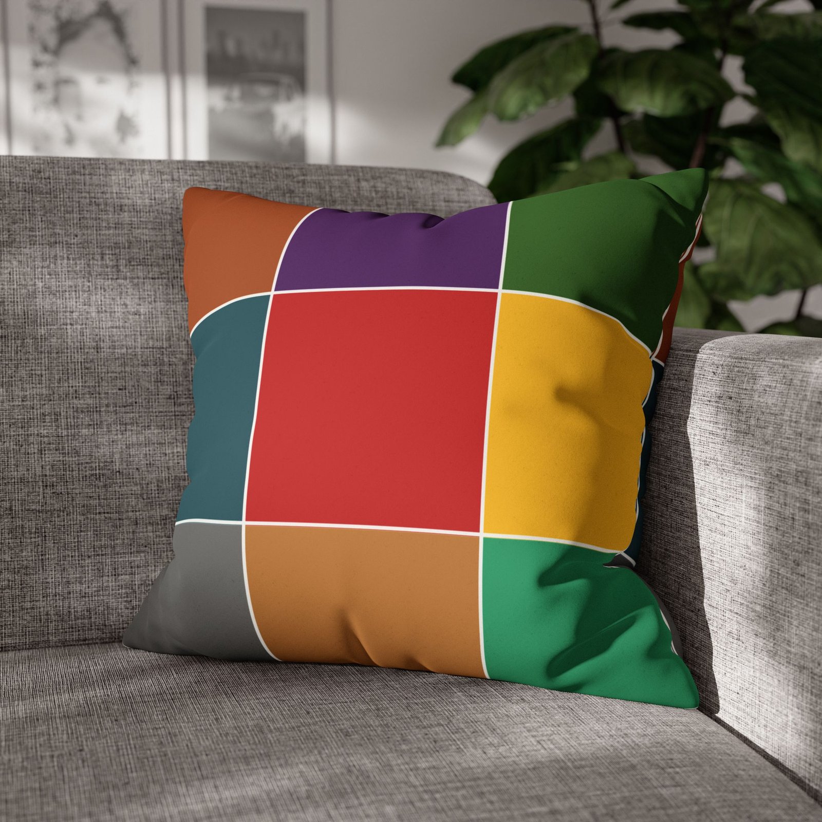 color block faux suede square pillowcase — modern multicolor throw pillow cover color block faux suede square pillowcase — modern multicolor throw pillow cover